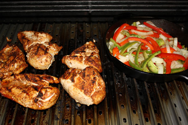 grilling chicken fajitas