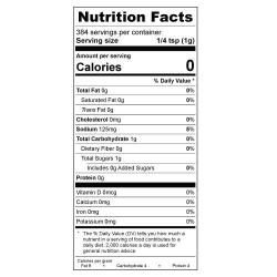 Honey BBQ Rub Nutrition Panel