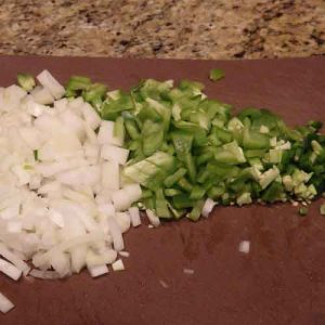 finely chop onion and bell pepper
