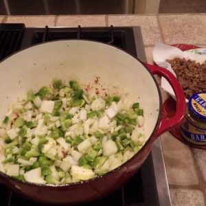 saute onion and bell pepper mixture