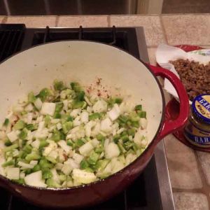 saute onion and bell pepper mixture