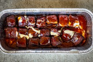 Sauced pork belly burnt ends