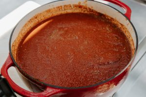 Beef Stock in a dutch oven