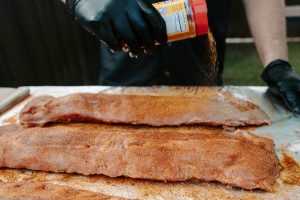 Seasoning the baby back pork ribs